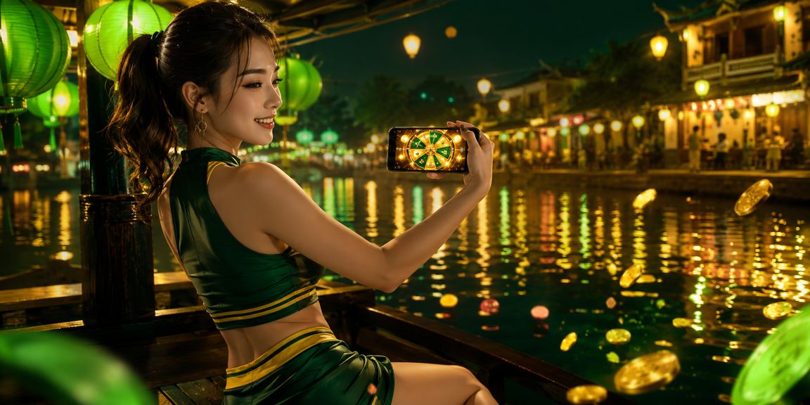 Bàn roulette châu Âu dưới ánh đèn lồng Hà Nội gợi không khí casino đặc trưng Việt Nam