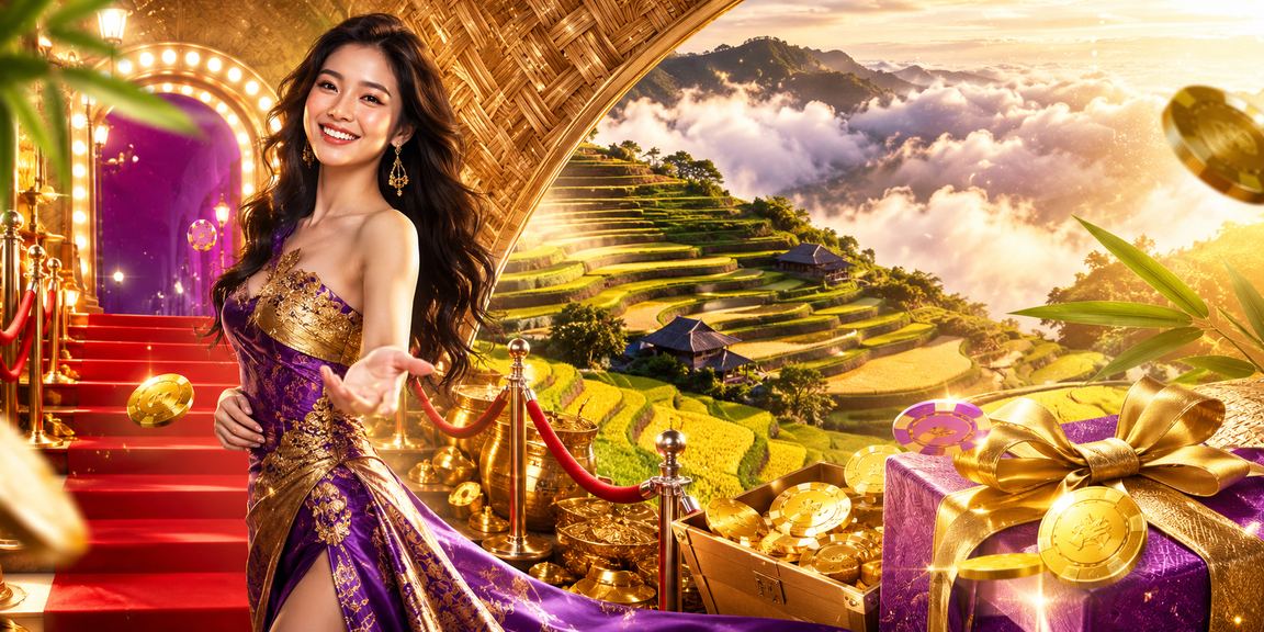 Người phụ nữ đội nón lá tại Sapa sử dụng ứng dụng casino trên điện thoại giữa khung cảnh núi non